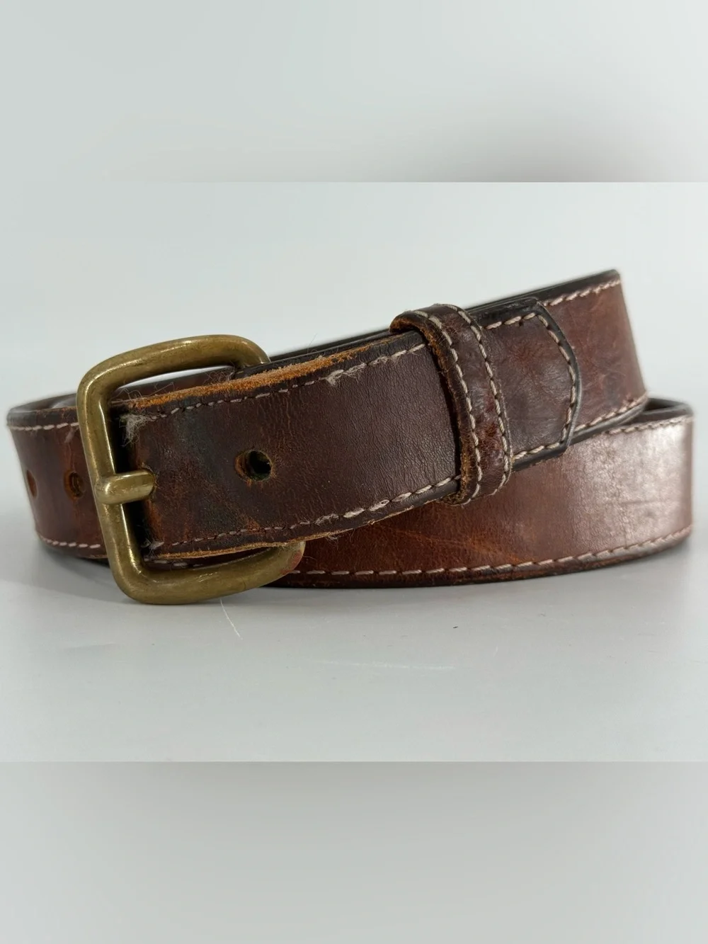 Vintage Brown Leather Belt 36
